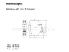 A technical diagram of an electrical switch with dimensions and text labels. Produktbild-Vorschau