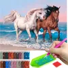 Haft diamentowy ARTULIO - Dwa konie na plaży - 40 x 30 cm - Podgląd zdjęcia produktu 1