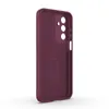 A burgundy phone case is shown from the inside, with cutouts for the camera lenses. Produktbild-Vorschau