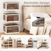 Collage showing stackable storage boxes in different room settings and a close-up of the wheels. Náhľad obrázku produktu