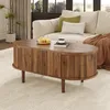 Tavolino ovale Merax in MDF con gambe in legno massello, Anteprima dell’immagine prodotto 5