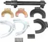A set of automotive suspension tools, specifically a spring compressor kit for McPherson struts, laid out on a white background. Anteprima dell’immagine prodotto