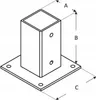 A technical drawing of a post base with dimensions labeled A, B, and C. Náhled obrázku produktu