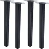 Four black table legs are arranged in a row against a white background. Produktbild-Vorschau