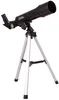 A black National Geographic telescope is mounted on a silver tripod against a white background. Produktbild-Vorschau