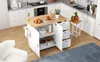 A modern kitchen with a white kitchen island and white cabinets. Podgląd zdjęcia produktu