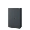 A dark gray metal filing cabinet with two doors and a lock is shown against a white background. Produktbild-Vorschau