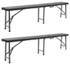 vidaXL Składane ławki ogrodowe 2 szt. 180 cm HDPE czarne Podgląd zdjęcia produktu 8