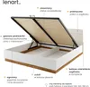 A bed frame with its storage compartment open, showcasing its features. Produktbild-Vorschau