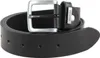 A black leather belt with a silver buckle is shown. Anteprima dell’immagine prodotto