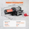 VEVOR Verricello elettrico 12V 3000lbs/1361kg Verricello a Anteprima dell’immagine prodotto 7