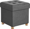 Pufa ciemnoszara 38x38x40 ze schowkiem i nogami drewnianymi Podgląd zdjęcia produktu 1
