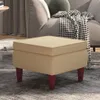 vidaXL Tabouret avec pieds en bois Crème Velours Voir les images du produit 6
