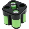 A battery pack with multiple green cylindrical batteries held together by a black plastic holder. Produktbild-Vorschau