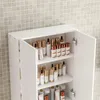 A white bathroom cabinet filled with various cosmetic bottles and containers. Náhľad obrázku produktu
