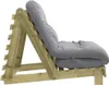 A side view of a grey futon sofa with a wooden frame, set against a white background. Voir les images du produit