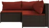 vidaXL 3-tlg. Garten-Lounge-Set mit Kissen Braun Poly Produktbild-Vorschau 2