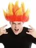 A young man wearing a black t-shirt and a flame-shaped wig, making rock hand gestures and shouting. Produktbild-Vorschau
