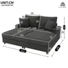 A diagram showing the dimensions of a dark gray sectional sofa. Produktbild-Vorschau