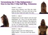 Instructions on how to use a 7-clip half wig extension, with accompanying images of a person applying the wig. Produktbild-Vorschau