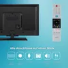 A television set and its remote control are shown, with icons and text detailing the TV's connections. Produktbild-Vorschau