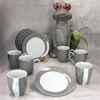 12tlg Frühstücksset Variant Grau Porzellan 6 Personen Produktbild-Vorschau 3