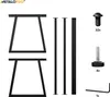 A collection of black metal table legs and hardware, laid out on a white background. Anteprima dell’immagine prodotto