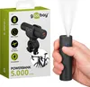 A product box for a Goobay bike power bank is shown next to a hand holding the power bank, which is lit up as a flashlight. Produktbild-Vorschau