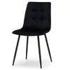 A black upholstered dining chair with tufted backrest and black metal legs, presented against a white background. Podgląd zdjęcia produktu