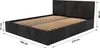 A black upholstered bed frame with a slatted mattress base is shown from a slightly elevated side angle. Podgląd zdjęcia produktu