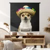 MuchoWow® Wandteppich Wandbehang Hund - Sombrero - Schwarz Produktbild-Vorschau 6