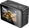 A black action camera is shown from a side-angle, displaying a screen with a person riding a bicycle. Náhľad obrázku produktu