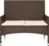 vidaXL Záhradná lavica s 2 sedadlami a vankúšom Brown Poly Náhľad obrázku produktu 3
