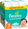 A box of Pampers Active Baby diapers, size 3, with a picture of a baby on the front. Podgląd zdjęcia produktu