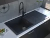 Žulový drez – kuchynský drez – rozmery 100 x 50 cm – čierny Náhľad obrázku produktu 3