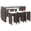 vidaXL 7-tlg. Gartenbar-Set mit Auflagen Poly Rattan Braun Produktbild-Vorschau 8