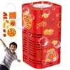 Rote sechseckige Bubble-Maschine mit goldenen chinesischen Neujahrssymbolen, mit einem Bogen passender Aufkleber und einem fröhlichen Kind im Vordergrund Náhled obrázku produktu