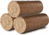 Three cylindrical wood briquettes stacked on a white background. Produktbild-Vorschau