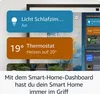 A smart home dashboard interface displayed on a screen, showing various smart home device controls and information. Podgląd zdjęcia produktu