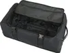 An open black duffel bag with internal straps. Voir les images du produit