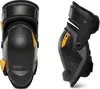 Two views of a pair of black and yellow knee pads against a white background. Voir les images du produit
