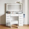 Mondeer Schminktisch mit Hocker, 3-Stufen LED-Spiegel, 11 Produktbild-Vorschau 1