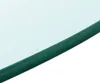A close-up view of the edge of a round glass table top. Produktbild-Vorschau