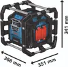 A Bosch professional battery-powered construction radio with dimensions indicated. Produktbild-Vorschau