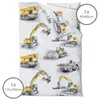 A flat lay of a duvet cover with construction vehicle illustrations. Produktbild-Vorschau