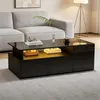 okwish Couchtisch LED-Licht und 2 Schubladen, Sofatisch mit Produktbild-Vorschau 6
