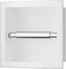 A white recessed toilet paper holder with a silver dispenser rod. Produktbild-Vorschau