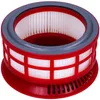 A circular vacuum cleaner filter with white pleated filter material, a red plastic frame, and a gray rubber seal. Produktbild-Vorschau