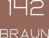 The image shows the number "142" and the word "BRAUN" in large white font against a brown background. This appears to be marketing text related to a product. Anteprima dell’immagine prodotto