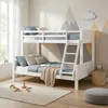A child's bedroom with a bunk bed, toys, and decorative elements.
